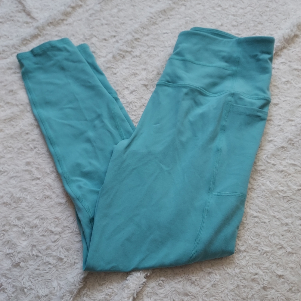 Skechers Sky Blue Leggings With Side Pockets Medium Active Workout Gym Yoga